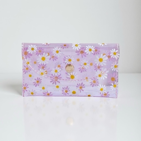 Florals Clear Card Case Wallet in Purple - Picture 2 of 7